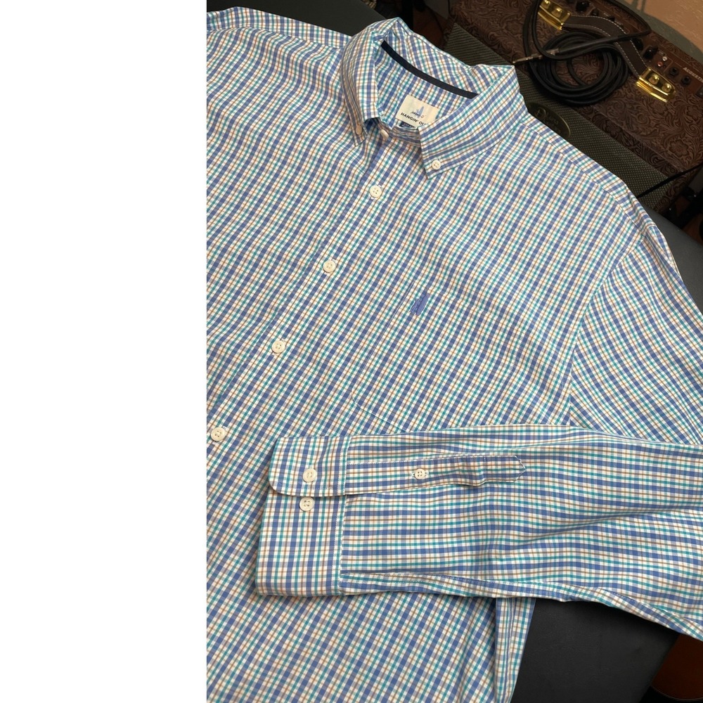 Johnnie-O Hangin Out Shirt Mens XXL Multi Blue Plaid Long Sleeve Button Down